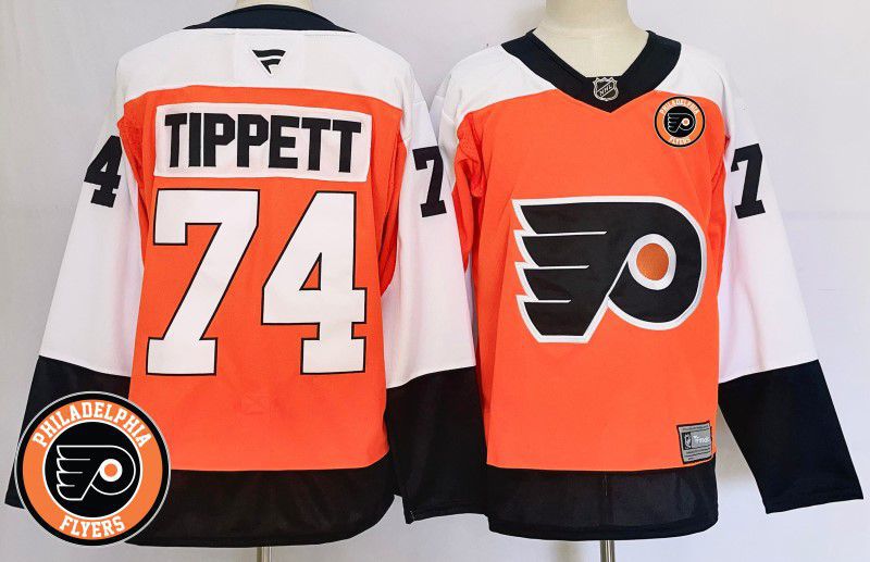 Men Philadelphia Flyers #74 Tippett Orange Fanatics 2025 NHL Jersey style 2